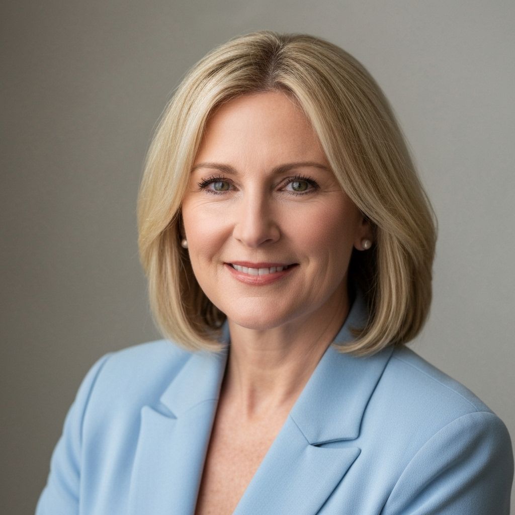 Professional white female therapist with warm expression